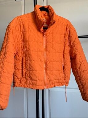 Love Tree Orange Quilted Puffer Jacket - Women's